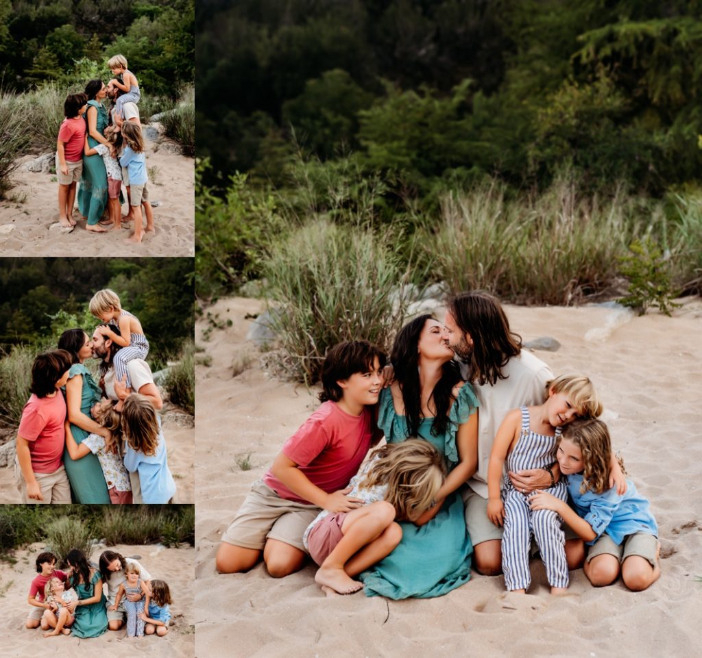 Family of six at Pedernales Falls State Park 