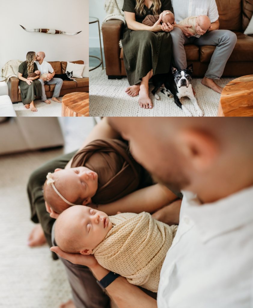 Mom and Dad with newborn twins by Jessica Rockowitz Photography 