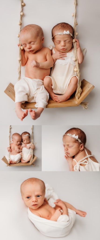 Newborn girl and boy in a studio session with Jessica Rockowitz and Kat Schaper